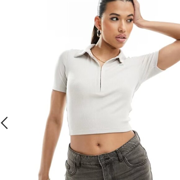 NWT Abercrombie + Fitch Hook-and-Eye Polo, Cropped | Size M | BLACK - Picture 2 of 5